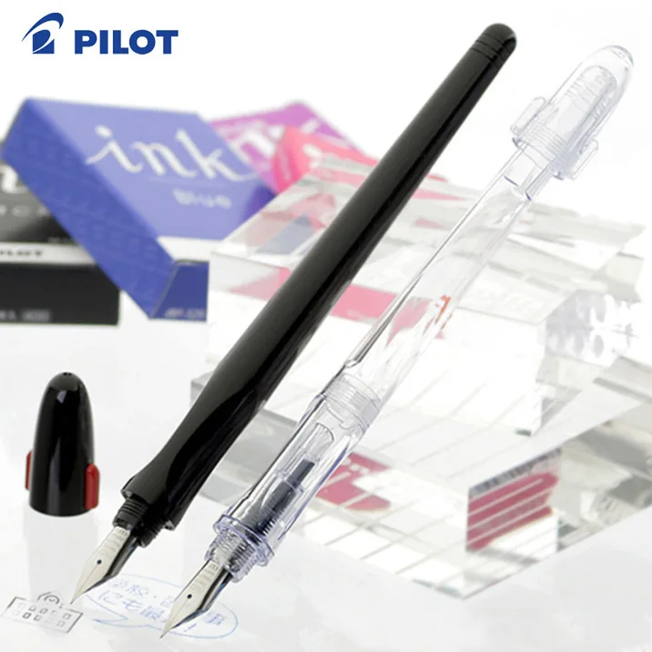 

1PCS Students Luxury Penmanship Fountain Pen & Sac Japan Pilot Calligraphy Pen Ergo Grip Extra Fine NibClear/Black Body FP-50R