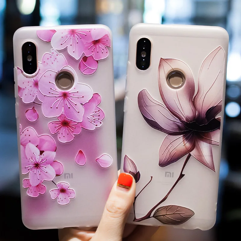 TPU Case For Xiaomi Redmi Note 5 Pro Fashion 3D Relief Flowers Matte Silicone Soft Cover 6 5A 4X 4A Plus |