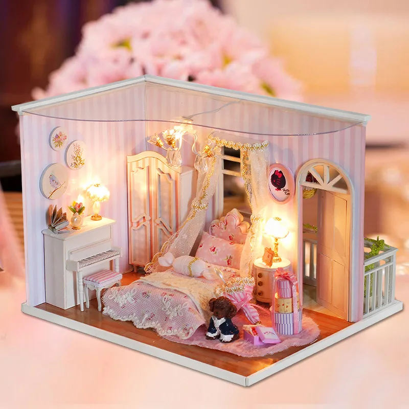 Творческий DIY кукольный домик с мебелью 3D деревянный ручной работы модель
