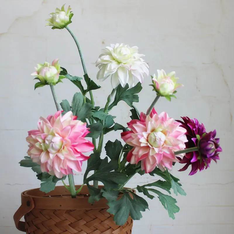 Роскошные настоящие на ощупь латексные Цветочные ветки Далии искусственные