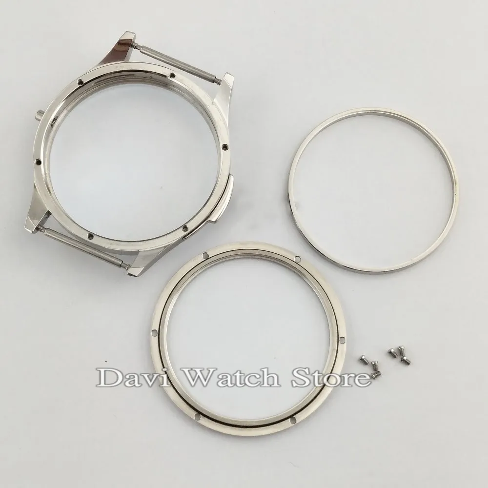 parnis 44mm silver case 316L steel fit eta 6497 6498 Seagull st36 movement watches | Наручные часы