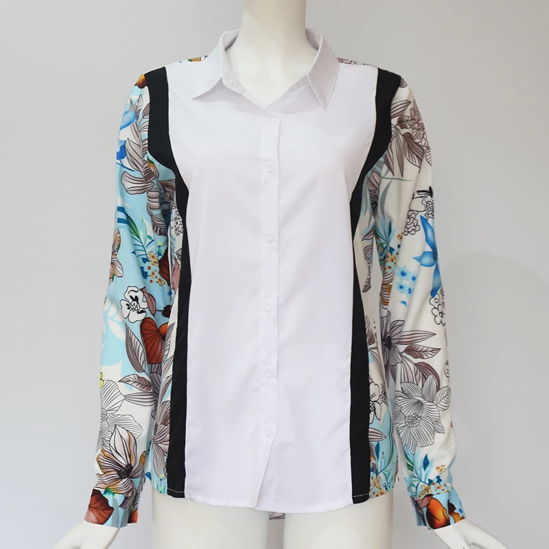 Осенние блузки RANLEGE 2020 женские рубашки с длинным рукавом в стиле пэчворк офисная