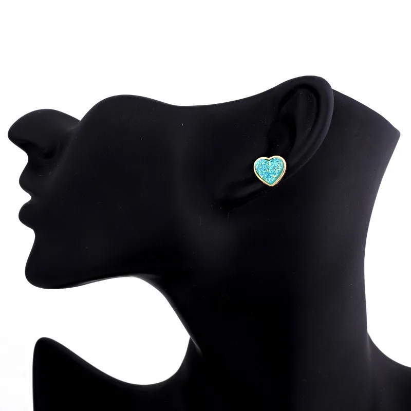 Dayoff Fashion Pink Love Heart Earings for Women Jewelry Fake Druzy Stone Resin Stud Earrings Earstuds arracadas de mujer E585 | Украшения
