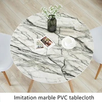 soft plastic pvc round tablecloth transparent imitation marble waterproof oil proof insulation table mat party table decoration