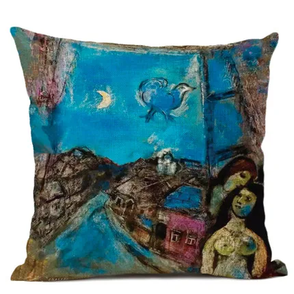 Master Chagall, льняная наволочка с рисунком маслом, декоративная наволочка для подушки для офиса и дома, Almofada Cojines Coussin