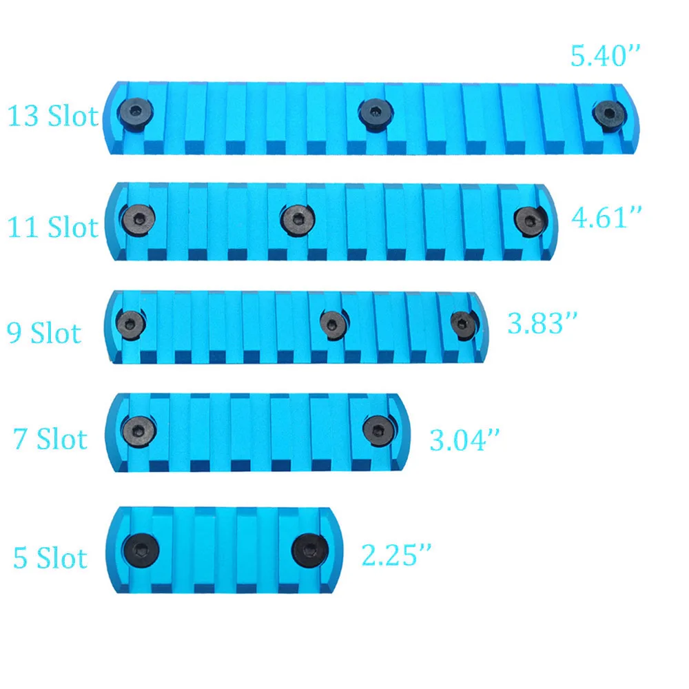 

Blue Anodized 5/7/9/11/13 Slots Key mod Picatinny/Weaver Rail Segment Sets For Keymod Handguard