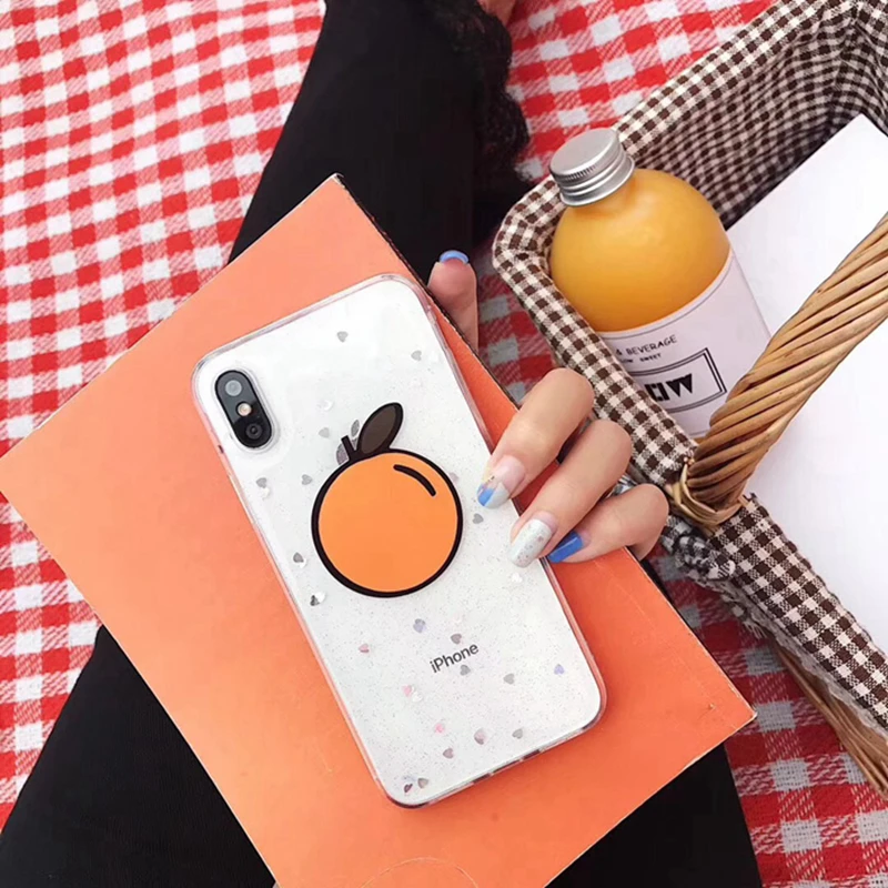 WMZSUCC Orange Peach Strawberry Transparent Soft Glitter Case For iPhone 6s 6 8 Plus Phone Cover for X 7 |