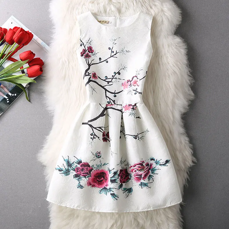 Girls Clothing Floral Print Pattern Dress Princess Rose Party Flower Summer 2017 Children Clothes Wedding 10 12 13 | Детская одежда и