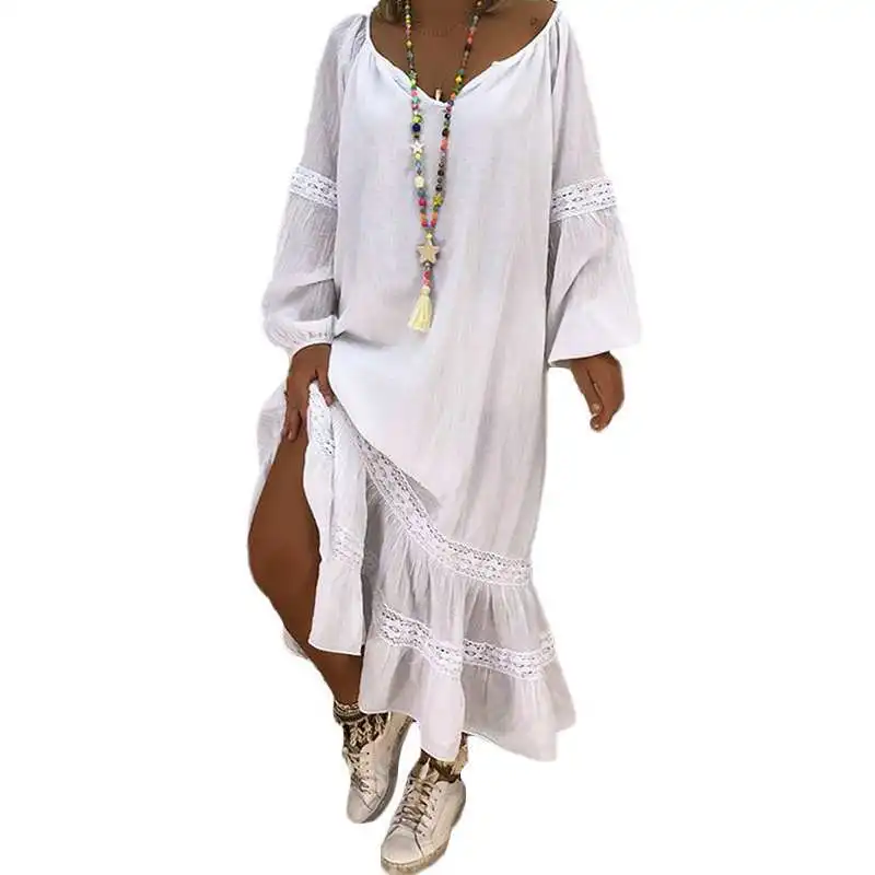 2019 легкое платье с длинными рукавами и круглым вырезом | Женская одежда