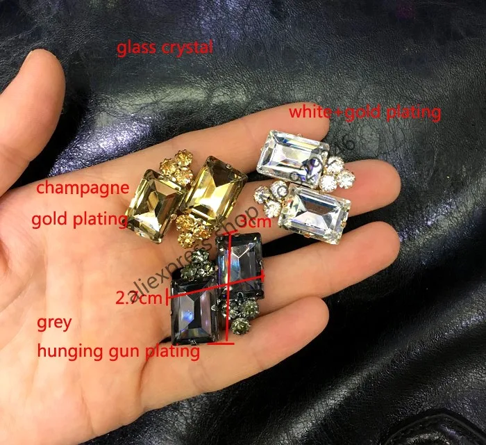 6 шт./лот высококачественные Прямоугольные стеклянные пуговицы с кристаллами и