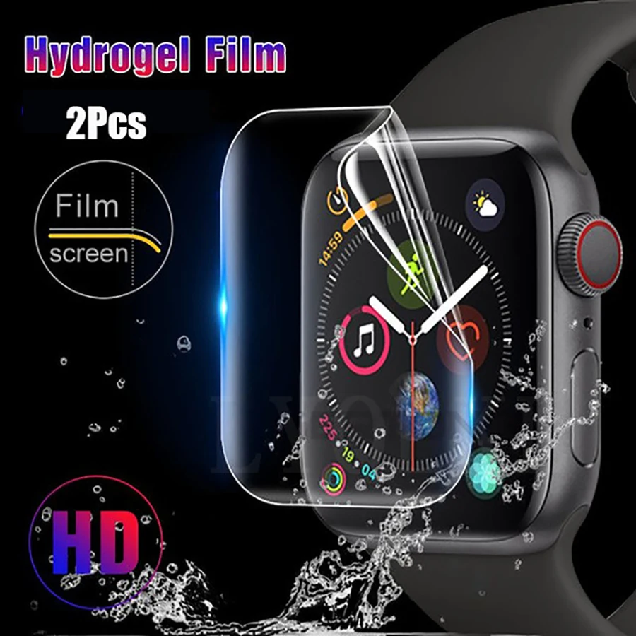 2 шт гидрогель Защитная пленка для экрана Apple Watch iWatch 38 40 42 44 мм полное покрытие