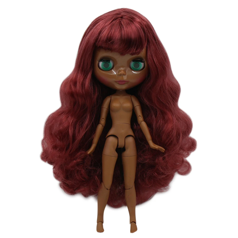 ICY DBS Blyth Doll1/6 bjd with super dark skin wine red curly hair and glossy face nude joint body BL12532 | Игрушки и хобби