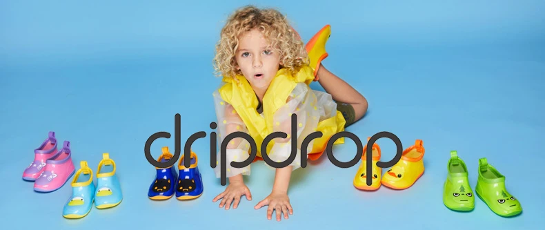 DRIPDROP/резиновые сапоги из натуральной резины для девочек; водонепроницаемые ботиночки для мальчиков; нескользящая обувь; детская обувь с регулируемой пряжкой
