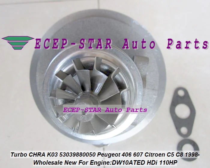 Турбокомпрессор с картриджем CHRA Core K03 53039880050 53039700050 для Citroen C5 C8 Peugeot 406 607 DW10ATED 2.0L HDi