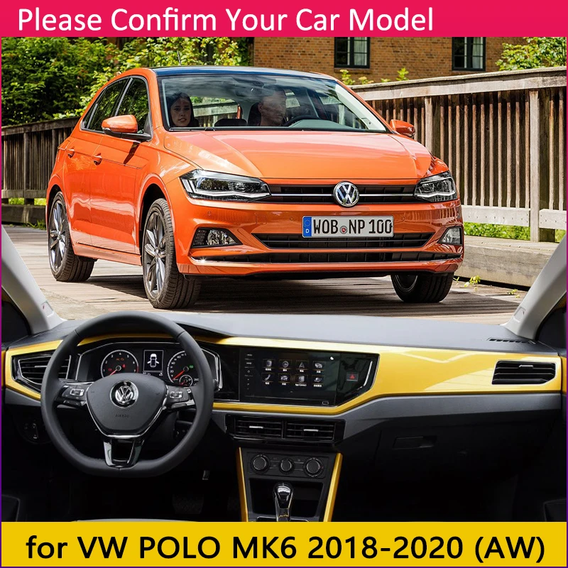 Для Volkswagen VW POLO MK6 2018 2019 2020 Противоскользящий коврик на приборную панель