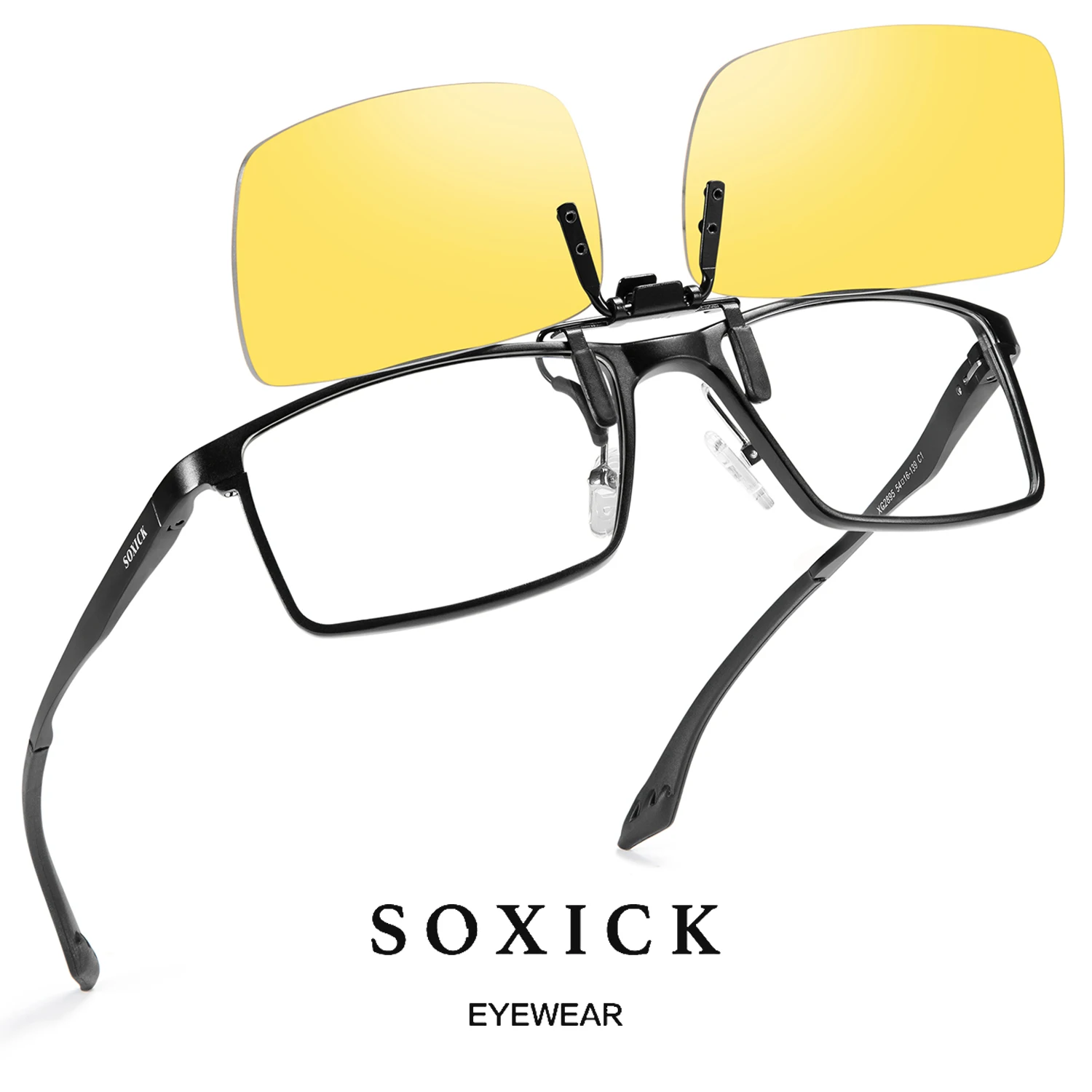 Soxick унисекс клип на ночной версии солнцезащитные очки поляризованные без оправы Солнцезащитные очки Флип-ап водительские очки для очки по рецепту