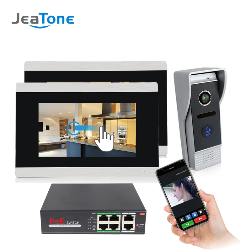 7 ''сенсорный экран беспроводной IP POE домофон видео домофон дверной звонок квартира система контроля доступа Обнаружение движения
