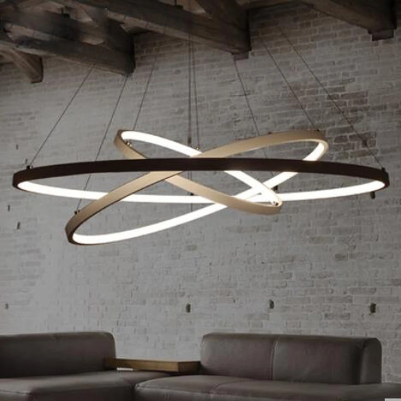 T Simple Chandelier Circular Ring Modern Metal Pendant Livingroom Bedroom Restaurant Lamps Creative LED Chip Lighting DHL Free | Освещение