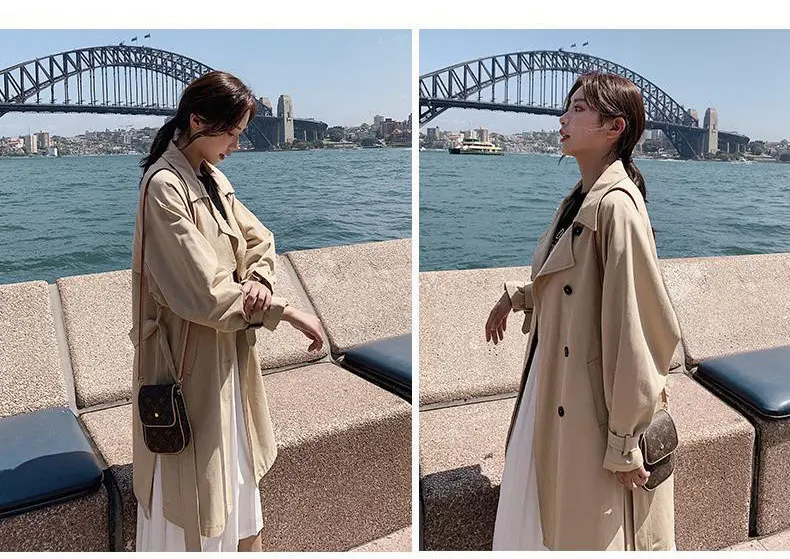 Женский плащ с отложным воротником, длинное женское пальто, Casaco Feminino Harajuku Abrigo Mujer trench Femme