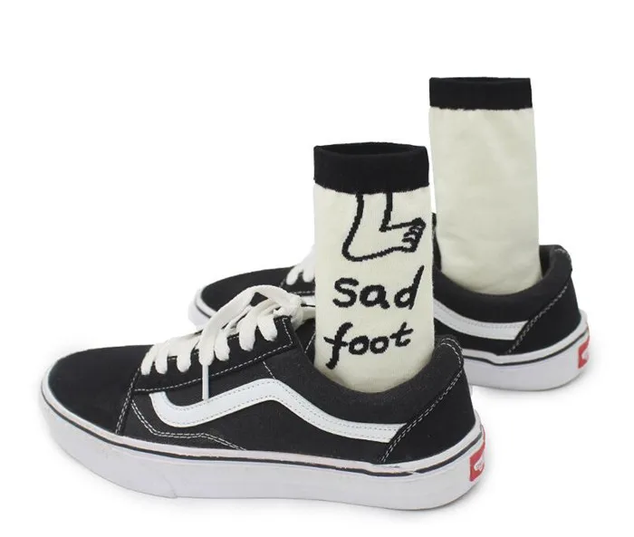 Харадзюку Смешные Женские носки с героями мультфильмов Sad Foot Узорные Носки Унисекс