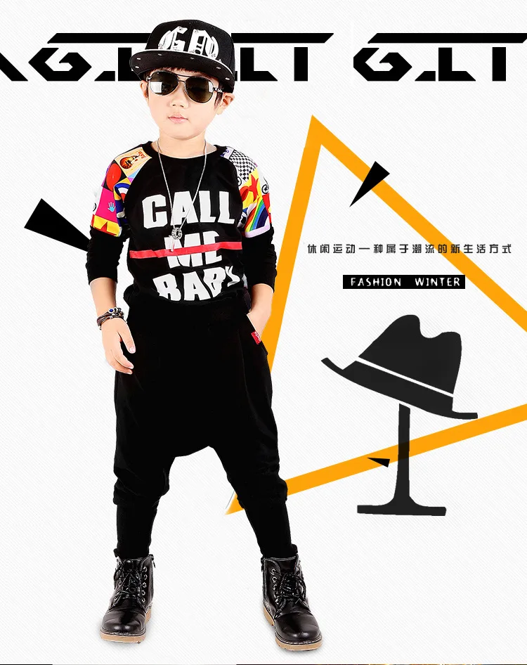 Детская Одежда 2017 Весной Новые Дети Мальчики Хип-Хоп повседневная Костюм