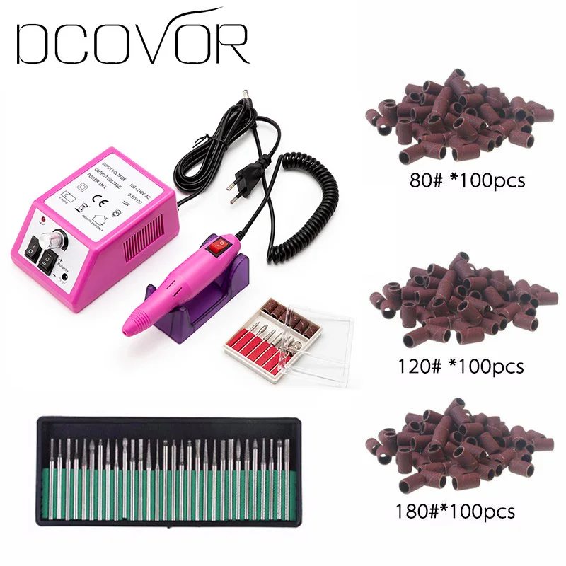 Pink Set 2 Электрический набор для маникюра, набор для маникюра, серая ручка для ногтей, набор для маникюра с вилкой европейского стандарта,, 100-240 В, набор для маникюра - Цвет: Pink Set 2