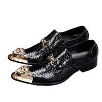 batzuzhi luxury handmade mens shoes metal iorn toe black leather shoes business formal dress shoes wedding and party eu38 46