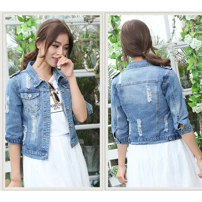 Женская короткая джинсовая куртка размера плюс 5xL Облегающая большого 2019 | одежда