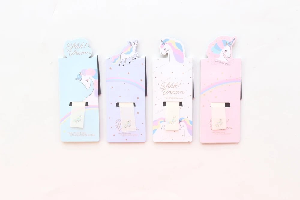 Domikee cute kawaii cartoon unicorn shape school student magnetic bookmark for books candy paper book marks stationery gift