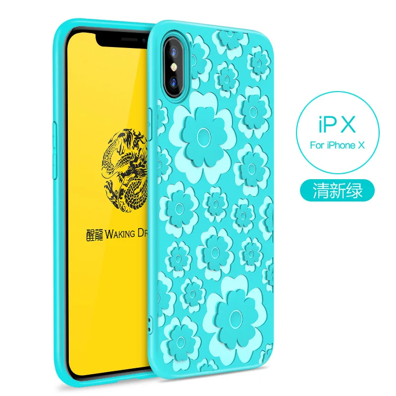 Для iPhone X случае 3D рельеф Скульптура гравировка цветочным рисунком силиконовый