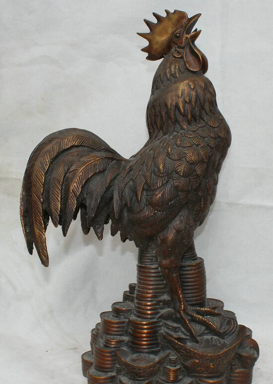 

song voge gem S2011 22" China Bronze Wealth Folk Fengshui Zodiac Year Rooster Cock Statue sculpture