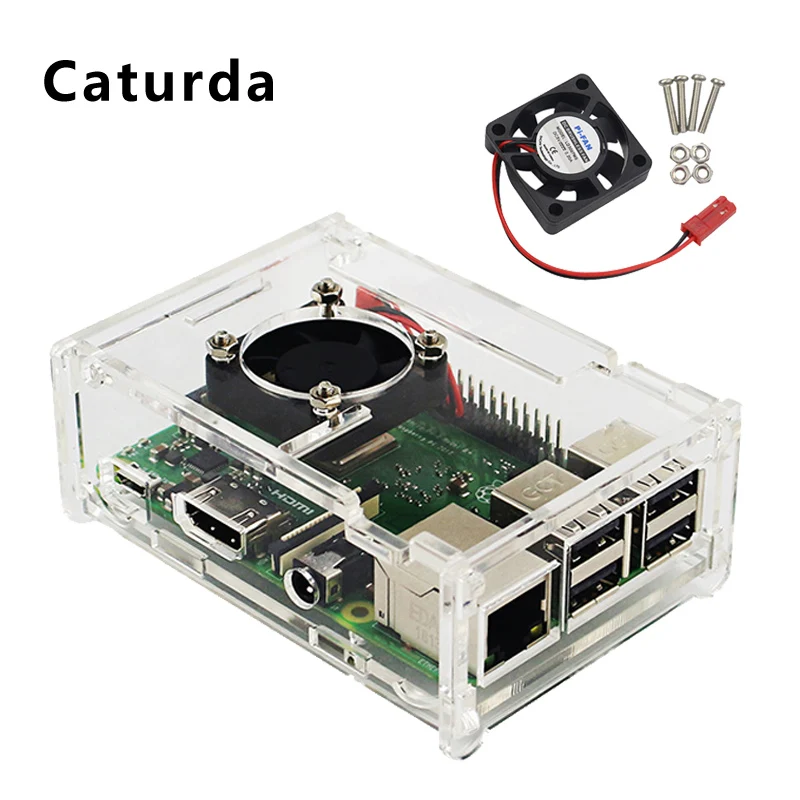 Для Raspberry Pi 3 Model B акриловый чехол прозрачный корпус+ охлаждающий вентилятор подходит для Raspberry Pi Модель B 3B Plus корпус