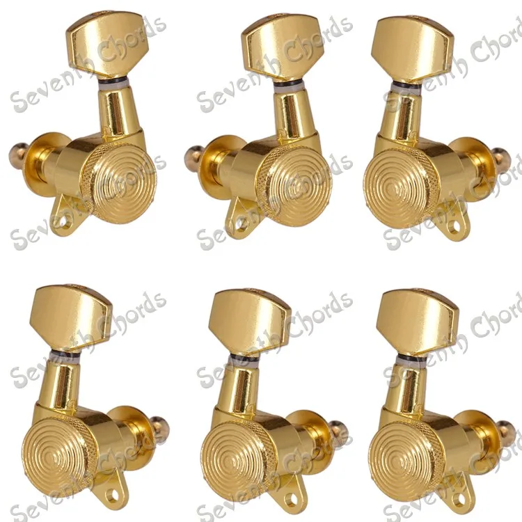 A Set of 4R2L Gold Набор 6 шт. хромированные струнные колышки для настройки ключей, Колки для акустической электрогитары, замок Schaller style - Цвет: A Set of 4R2L Gold
