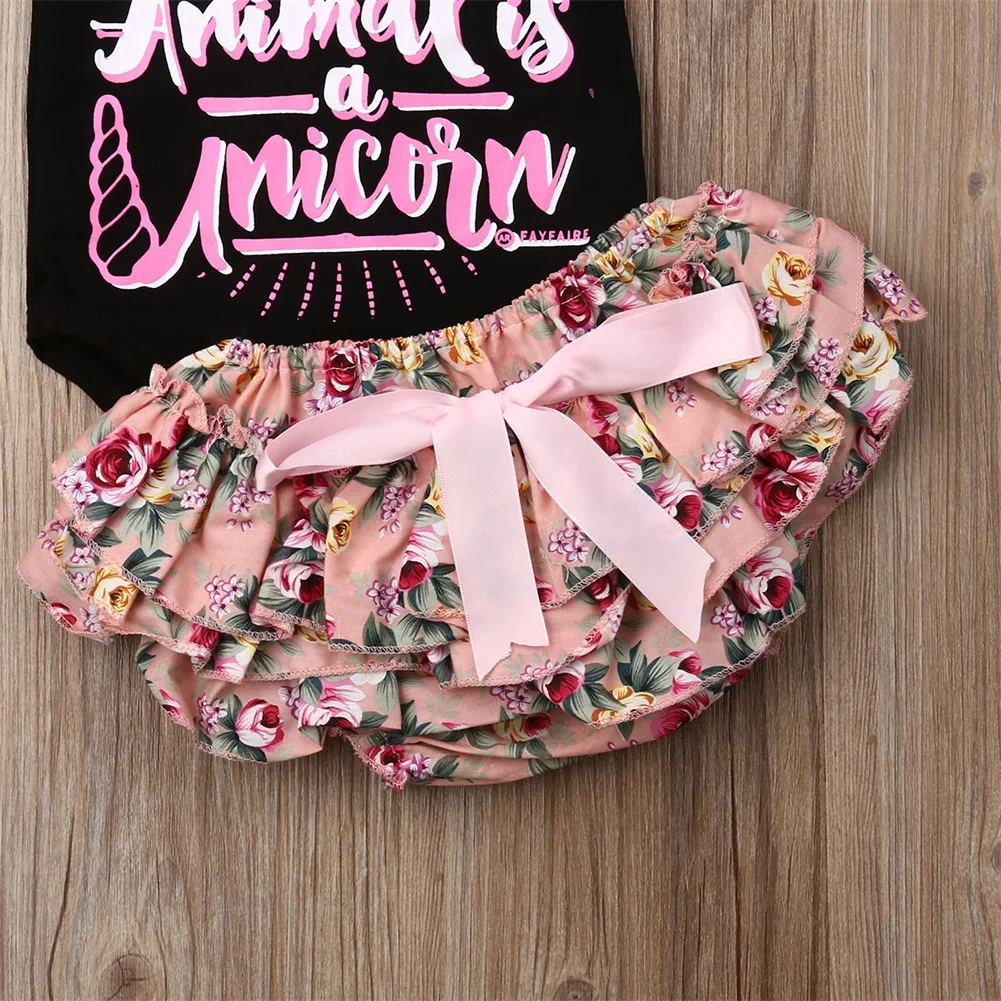 2019 Newborn Baby Girl Set 3PCS Clothes Cotton Bodysuit Tops Floral Skirt Headband Outfit Summer | Детская одежда и обувь