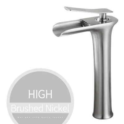 Nickel Смесители для раковины, современный белый кран для ванной комнаты, водопады, Смесители на одно отверстие, кран для холодной и горячей воды, кран для раковины, Смесители W3026 - Цвет: Nickel