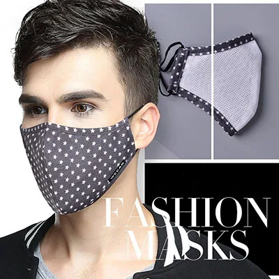 Men-black star Анти PM2.5 Тканевая маска для лица корейский стиль маска на рот против пыли рот маска Активированный уголь фильтр рот Муфельная маска - Цвет: Men-black star
