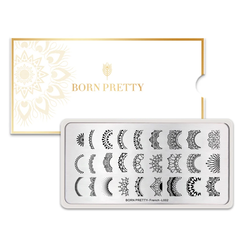 BORN PRETTY французский стиль прямоугольная пластина для штамповки ногтей из нержавеющей стали Цветы для дизайна ногтей изображения DIY пластины инструменты