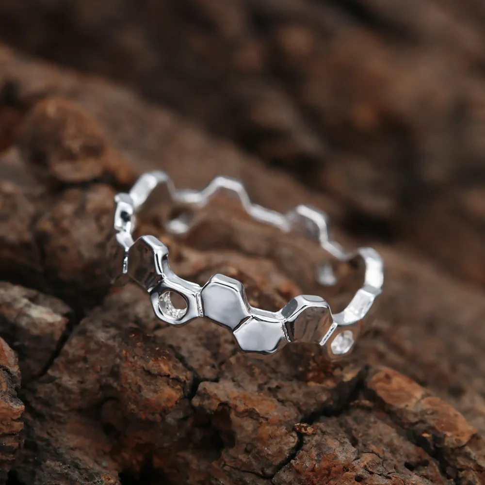 Kinitial 1Pcs Gold Silver Plated Honeycomb Hexa Rings for Women Knuckle Geometric Jewelry Fashion Anel Feminino Birthday Gift | Украшения и