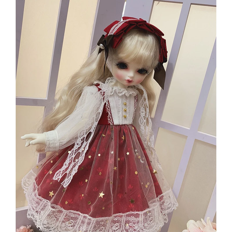 Одежда для куклы 1/6 1/4 платье принцессы красное + украшение волос BJD аксессуары Blyth