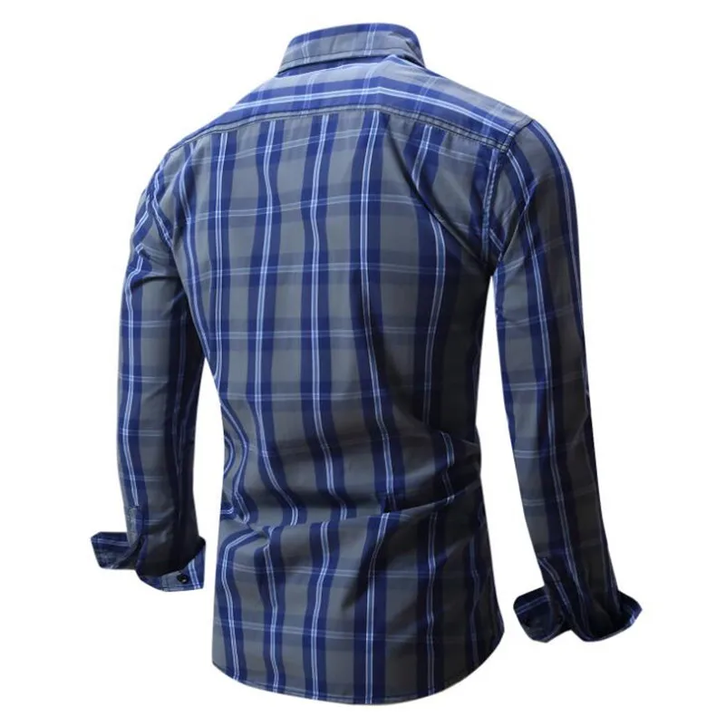 Camisa masculina 2017 Мужская Мода Рубашки в клетку Повседневная рубашка с длинным рукавом