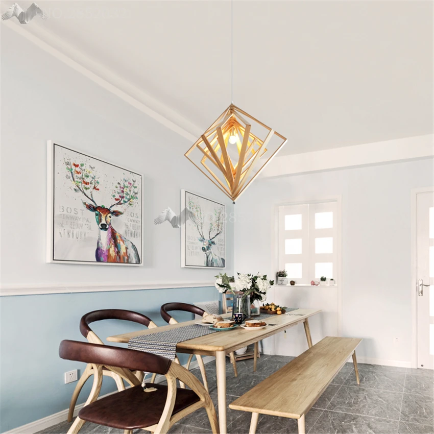 Japanese geometric personality Hang lamps pendant lights led for home nordic light fixtures loft style hanging | Лампы и освещение