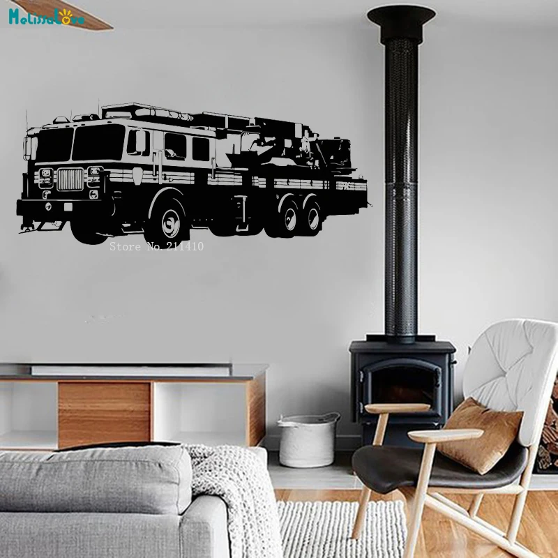 Новый дизайн Съемный Wall Art росписи огонь трек двигателя пожарный Прохладный