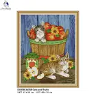 Узоры с кошками и фруктами, счетный принт на холсте, наборы для вышивки крестиком DMC, набор для рукоделия, поделки ручной работы, домашний декор