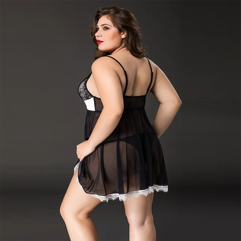 Размер XXL Женская Сексуальная кружевная прозрачная одежда для сна женское
