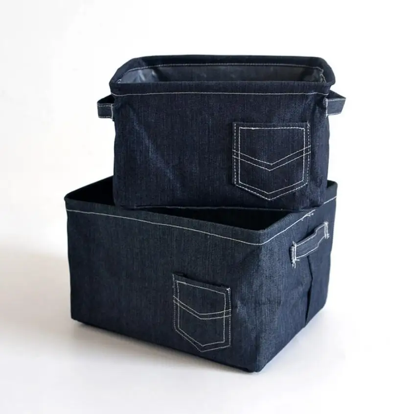 

The New cowboy cloth Home decoration Laundry Hamper Foldable Desktop storage basket Makeup box Bag Kids Toy Storage Buckets
