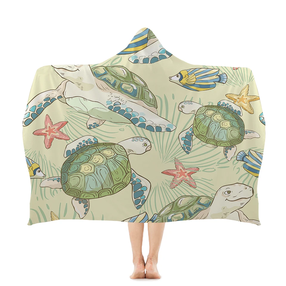 Miracille Turtles, полотенце с капюшоном, водная морская черепаха, банное полотенце с капюшоном, морские животные, пригодное для носки, пляжное одеяло для взрослых