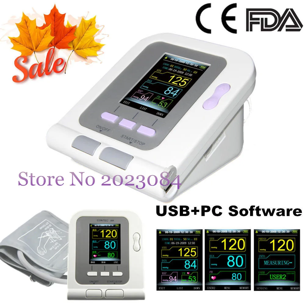 CONTEC CONTEC08A CE& FDA Цифровой предплечье Приборы для измерения артериального давления Мониторы взрослые манжеты+ PC Программы для компьютера