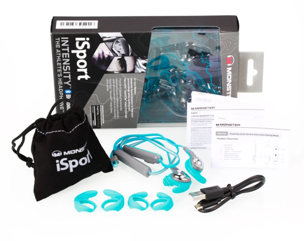 Оригинальные наушники-вкладыши Monster Isport Intensity, защищающие от пота, беспроводные Bluetooth наушники с микрофоном, стерео пульт дистанционного управления басами