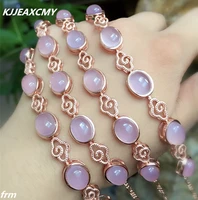 kjjeaxcmy fine jewelry simple 925 sterling silver wrapping stone bracelet no drill style hibiscus pink chalcedony wholesale fema