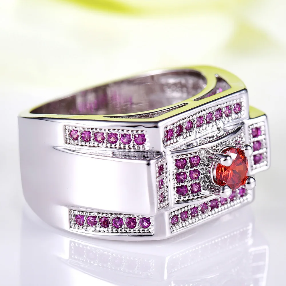 Lingmei красный для вечеринок и свиданий anniversaryjewelry Кольца круглая огранка Белое